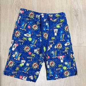 Vibrant Blue Kids Swim Trunks with Fun Print